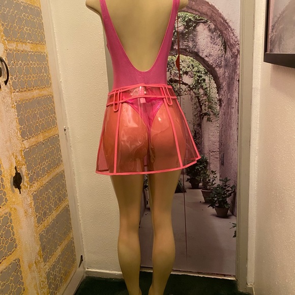 90's Barbie-core transparent PVC Mini pink buckle Skirt size M - Picture 7 of 11